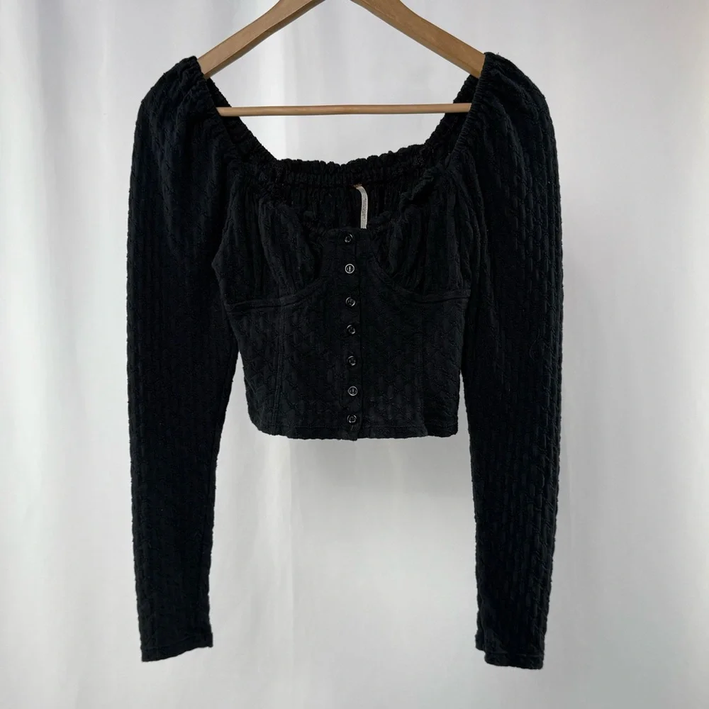 Free‎ People Ladybug Long Sleeve Top In Black Size Extra Small